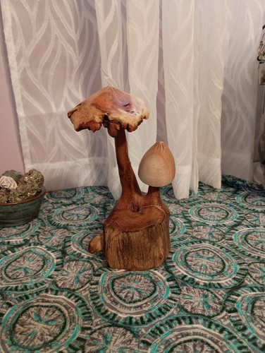 Hand carved mushroom made - made, in